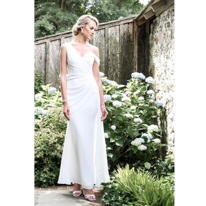 NWT Badgley Mischka BW0018 Sz 6 Drop Shoulder Ivory Bride Wedding Gown